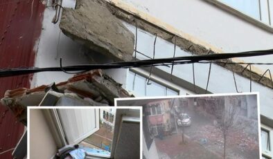 İstanbul’da faciadan dönüldü: 3 katlı binada balkon çöktü! O anlar kamerada…